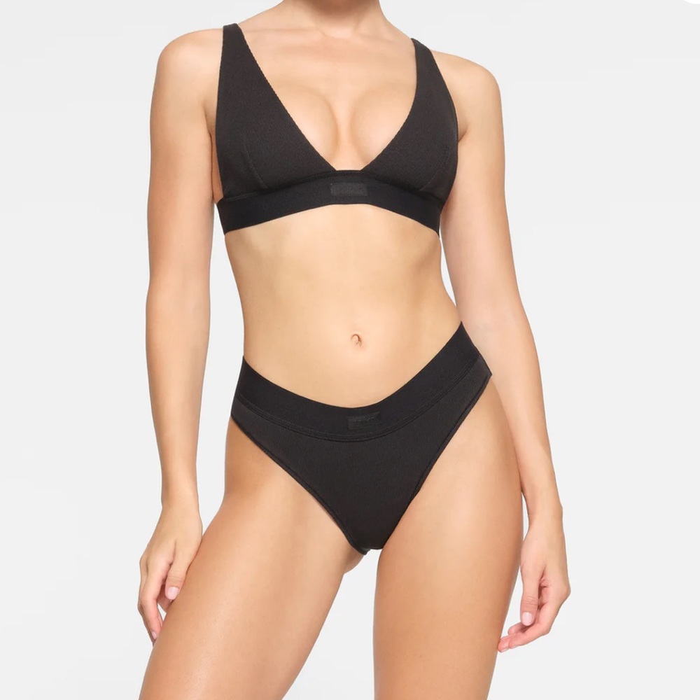 skims cotton rib plunge bralette